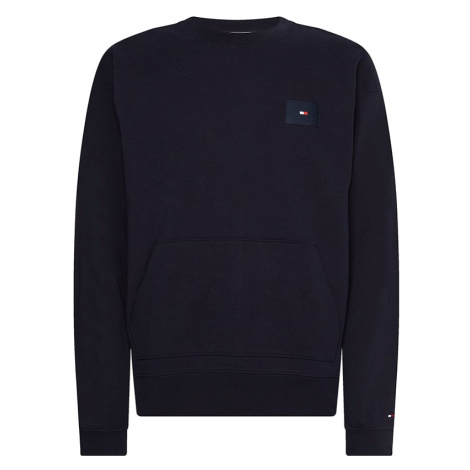 Tommy Hilfiger Mikina - PANELLED HILFIGER PRINT CREWNECK modrá