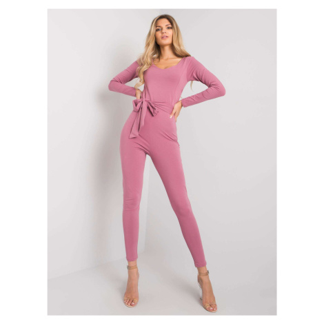 Dusty pink jumpsuit with tie