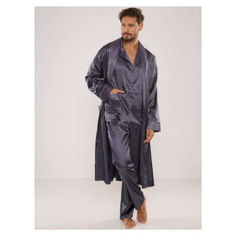 Men's bathrobe De Lafense 940 Satin M-4XL grey 090