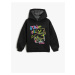 Koton Hooded Sweatshirt Graffiti Theme with Teddy Bear Print Long Sleeved Raspberry
