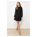 Trendyol Black A-Line Ruffle Detail High Neck Mini Lined Chiffon Woven Dress