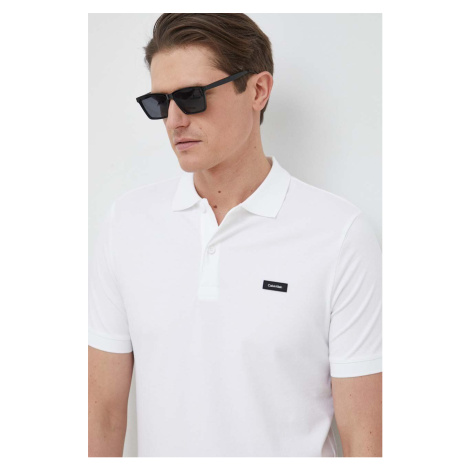 Polo tričko Calvin Klein pánske,biela farba,jednofarebné,K10K111196