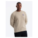 Ombre Men's non-stretch sweatshirt with college style patch - sand