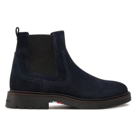 Tommy Hilfiger Členková obuv s elastickým prvkom Light Hilfiger Suede Chelsea FM0FM05104 Tmavomo