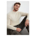 Trendyol Ecru Slim Fit Half Turtleneck Raglan Sleeve Plain Basic Knitwear Sweater