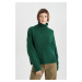 DEFACTO Relax Fit Turtleneck Green Sweater