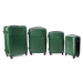 Zelená sada 4 pevných plastových kufrov &quot;Waves&quot; - veľ. M, L, XL, XXL
