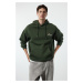 Trendyol Khaki Oversize/Wide Cut Embroidered Fleece Sweatshirt