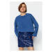 Trendyol Indigo Antique/Faded Effect Relaxed/Comfortable Fit Crew Neck Long Sleeve Knitted T-Shi