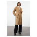 Trendyol Camel Regular Belted Foldable Sleeves Wool Trench Coat