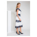 Deni Cler Milano Dress T-Dw-3250-0M-40-16-1 White/Navy Blue