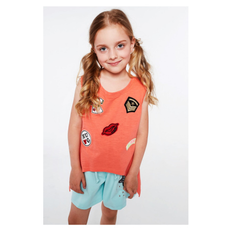 Girls' T-shirt with coral patches FASARDI