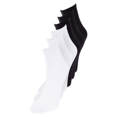Trendyol Black-White 6 Pack Cotton Corded Knitted Socks
