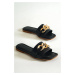 Capone Outfitters Capone Black Women's Slippers with Chain