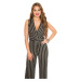 Sexy party jumpsuit with fabric belt white