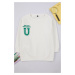 Trendyol Ecru Slogan Cotton Knitted Sweatshirt