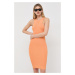 Šaty Guess oranžová farba, mini, priliehavá