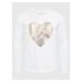Biele dievčenské bavlnené tričko s motívom srdca GAP