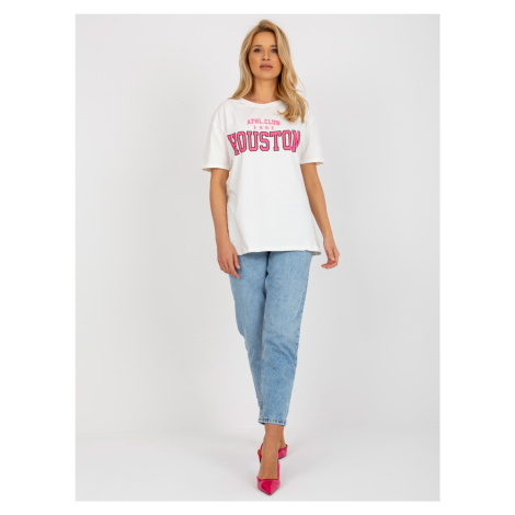 Ecru loose women's t-shirt with print