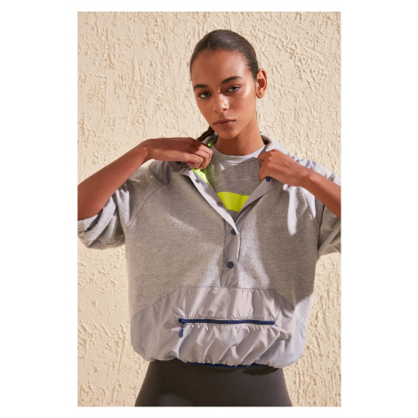 Trendyol Grey Double Sided Neon Detailed Sports Sweatshirt