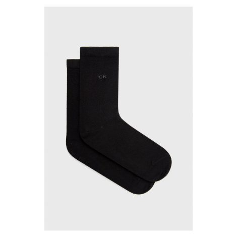 Ponožky Calvin Klein (2-pak) dámske, čierna farba, 701218769