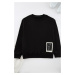 Trendyol Black Relaxed/Relaxed Fit Art Theme Applique Cotton Sweatshirt