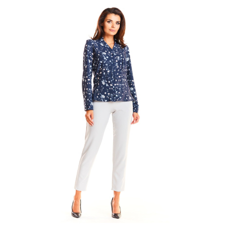 Infinite You Woman's Blouse M176 Navy Blue Flowers