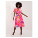 Dark pink women's dress with colorful patterns