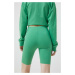 Šortky Tommy Jeans dámske, zelená farba, s nášivkou, vysoký pás