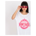 White and pink loose T-shirt with app