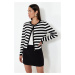 Trendyol Double Knitwear Cardigan with Black Cotton Blouse