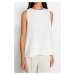 Trendyol Ecru Sleeveless Regular/Normal Fit Crew Neck Crepe Knitted Blouse