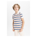 DEFACTO Boys Striped Pique Short Sleeve Polo T-Shirt