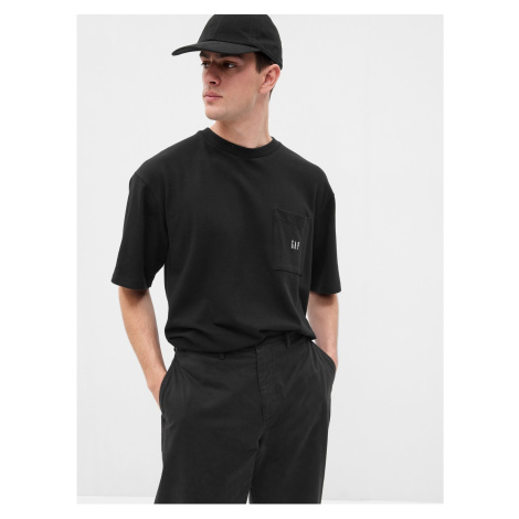 Čierne pánske oversize tričko s vrecúškom GAP