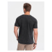Čierne pánske basic tričko s gombíkmi Ombre Clothing