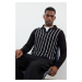 Trendyol Black Slim Crew Neck Striped Knitwear Sweater