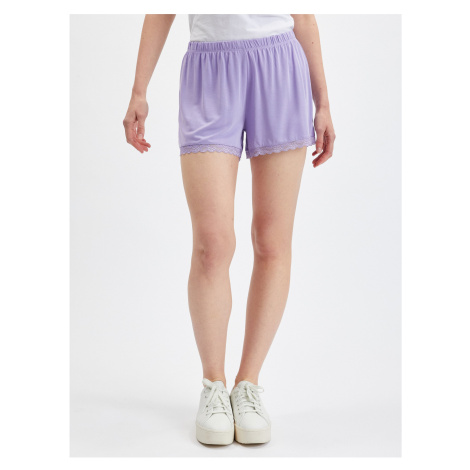 Orsay Light Purple Womens Shorts with Lace - Women