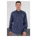 G719 DEWBERRY MEN'S SHIRT-NAVY BLUE - WHITE