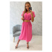 Dress with a decorative belt pink