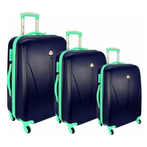 Modro-zelená sada 3 plastových kufrov "Tour" - M, L, XL