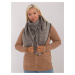 Gray-beige large women's knitted scarf with pattern