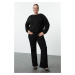 Trendyol Curve Black Crew Neck Knitted Sweatshirt