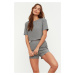Trendyol Gray Corded Cotton Knitted Pajama Set