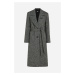 Kabát Karl Lagerfeld Herringbone Coat Black/White