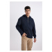 DEFACTO Oversize Wide Pattern Hooded Half Zip Sweatshirt