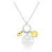 Lesklý strieborný 925 náhrdelník - známka s nápisom "SUN KISSED", slniečko a guľôčka v zlatej fa