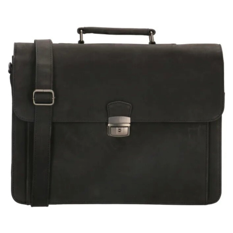 Čierna kožená kabelka na notebook „Dionne“