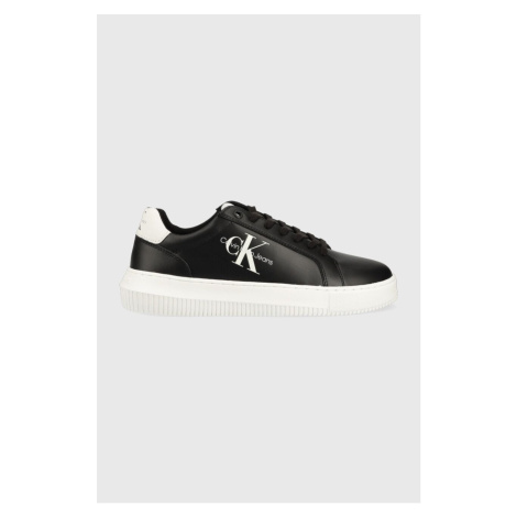 Kožené tenisky Calvin Klein Jeans YM0YM00681 CHUNKY CUPSOLE MONOLOGO čierna farba