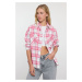 Trendyol Pink Plaid Oversized Wide Pattern Woven Shirt