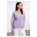 Trendyol Lilac Wide Pattern Knit Detailed Wide Pattern Knitwear Cardigan